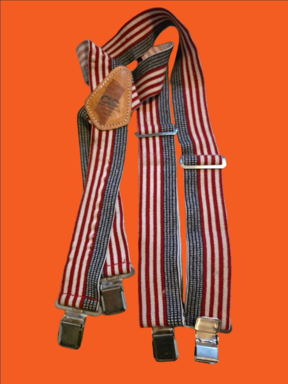 4/$67 Deal! Vintage Striped Red & White Suspenders
